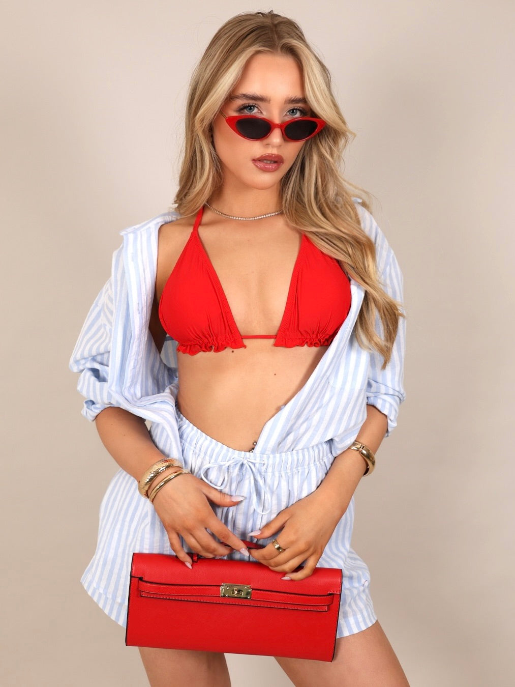 "Frankie" Beach Shirt and Shorts Set - Blue