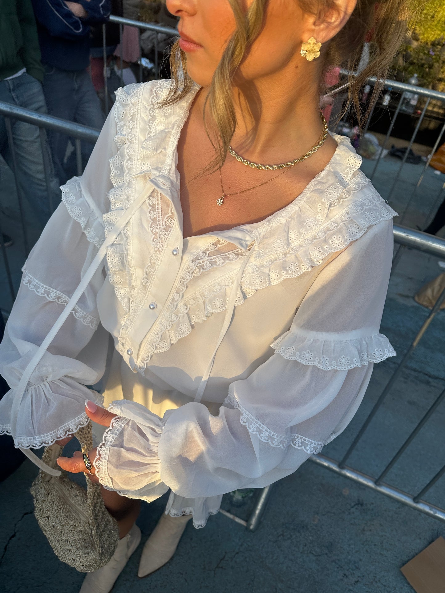 "Delilah" Lace Detailing Chiffon Co-ord - White