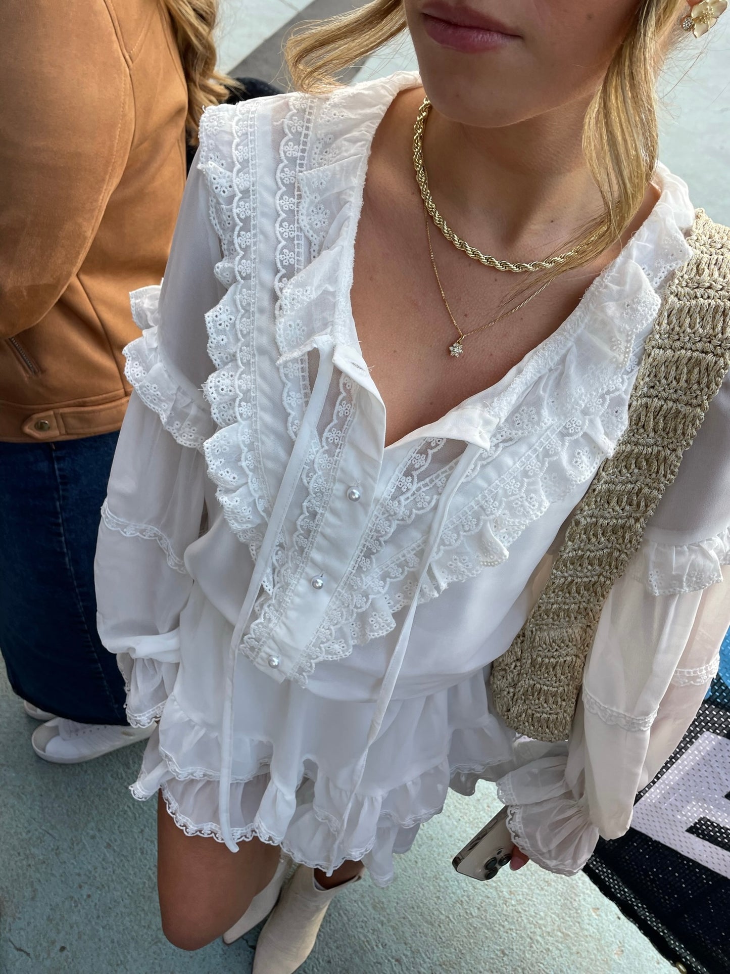 "Delilah" Lace Detailing Chiffon Co-ord - White