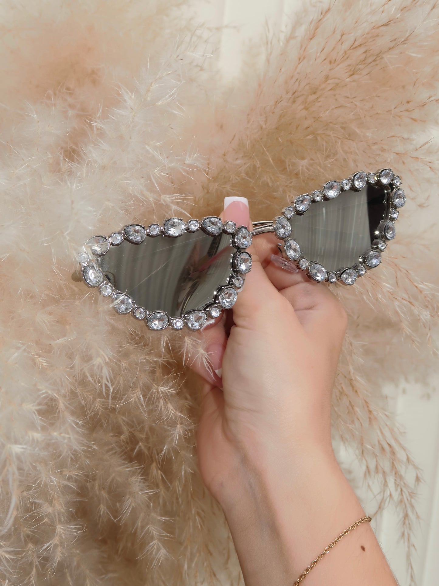 “Star Girl” Rhinestone Sunglasses in Silver