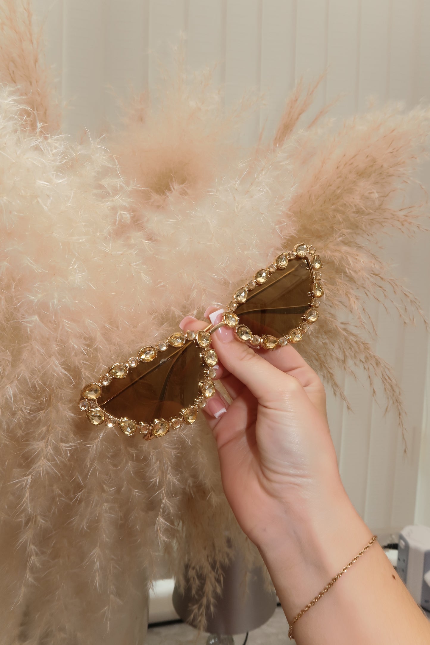 “Star Girl” Rhinestone Sunglasses in Gold