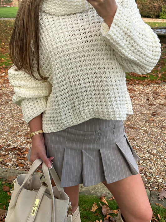 "Autumn" Soft Chunky Knit Roll Neck Jumper in Cream