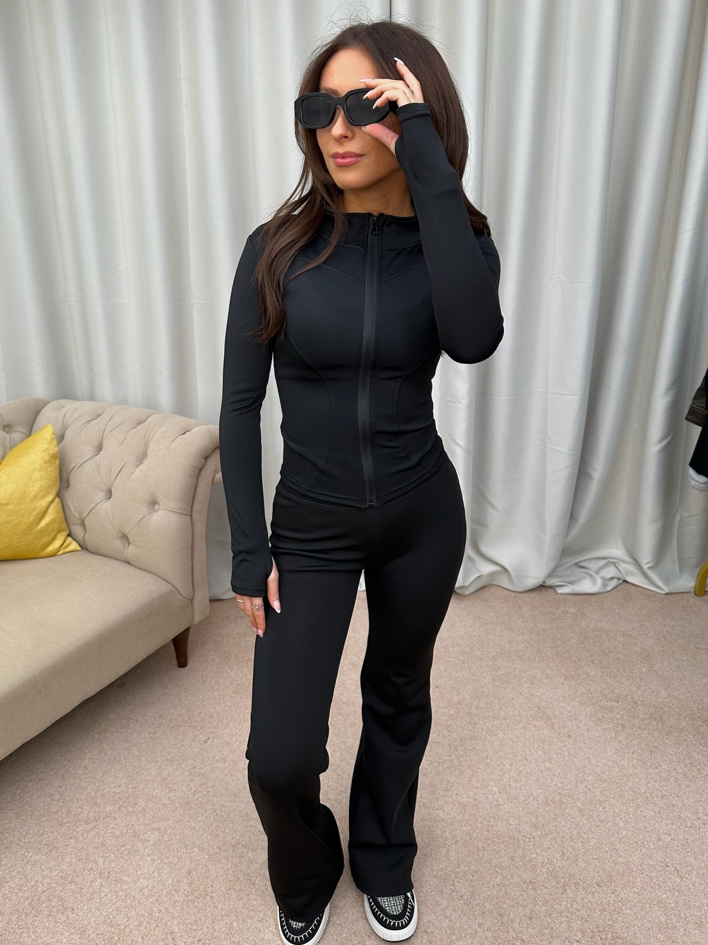 "Hailey" Gym Jacket and Flared Leggings Set