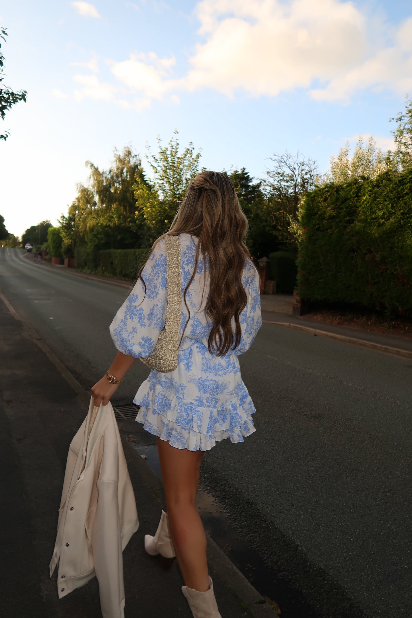 "Eleanor" Cotton Button Up Shirt and Skort in Blue