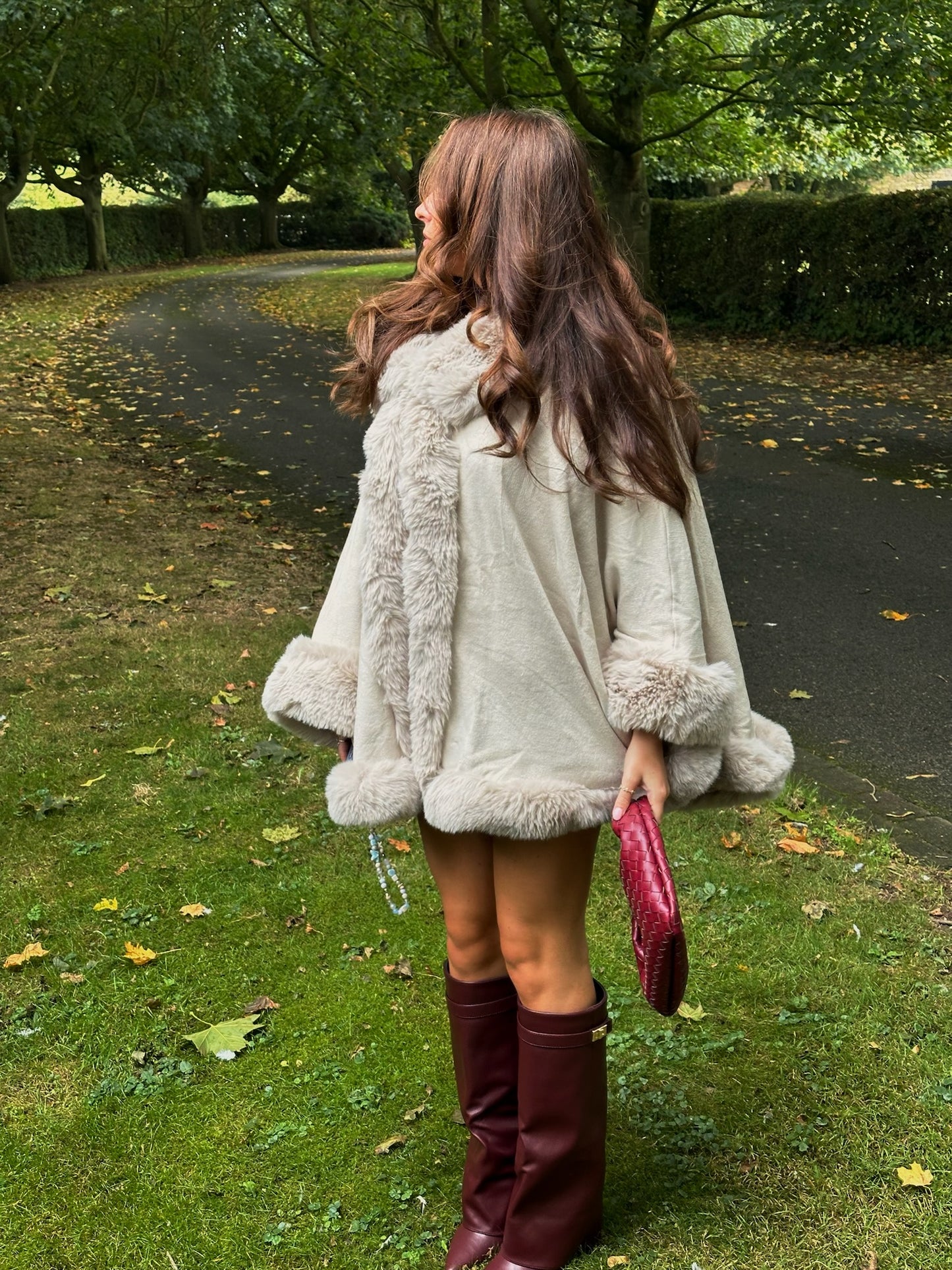 "Meribel" Faux Fur Cape in Mink