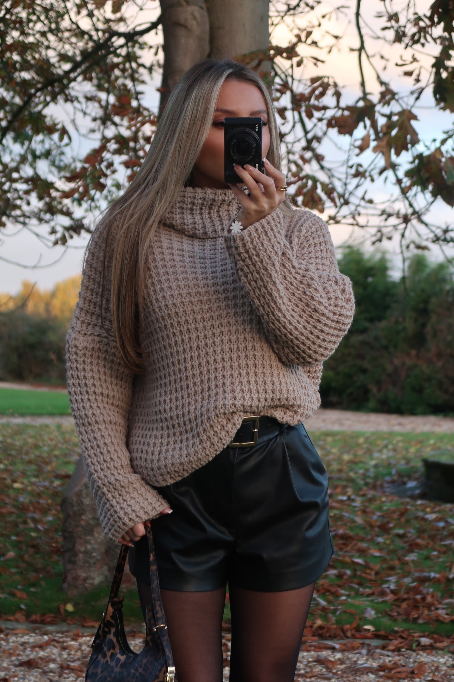 "Autumn" Soft Chunky Knit Roll Neck Jumper in Beige