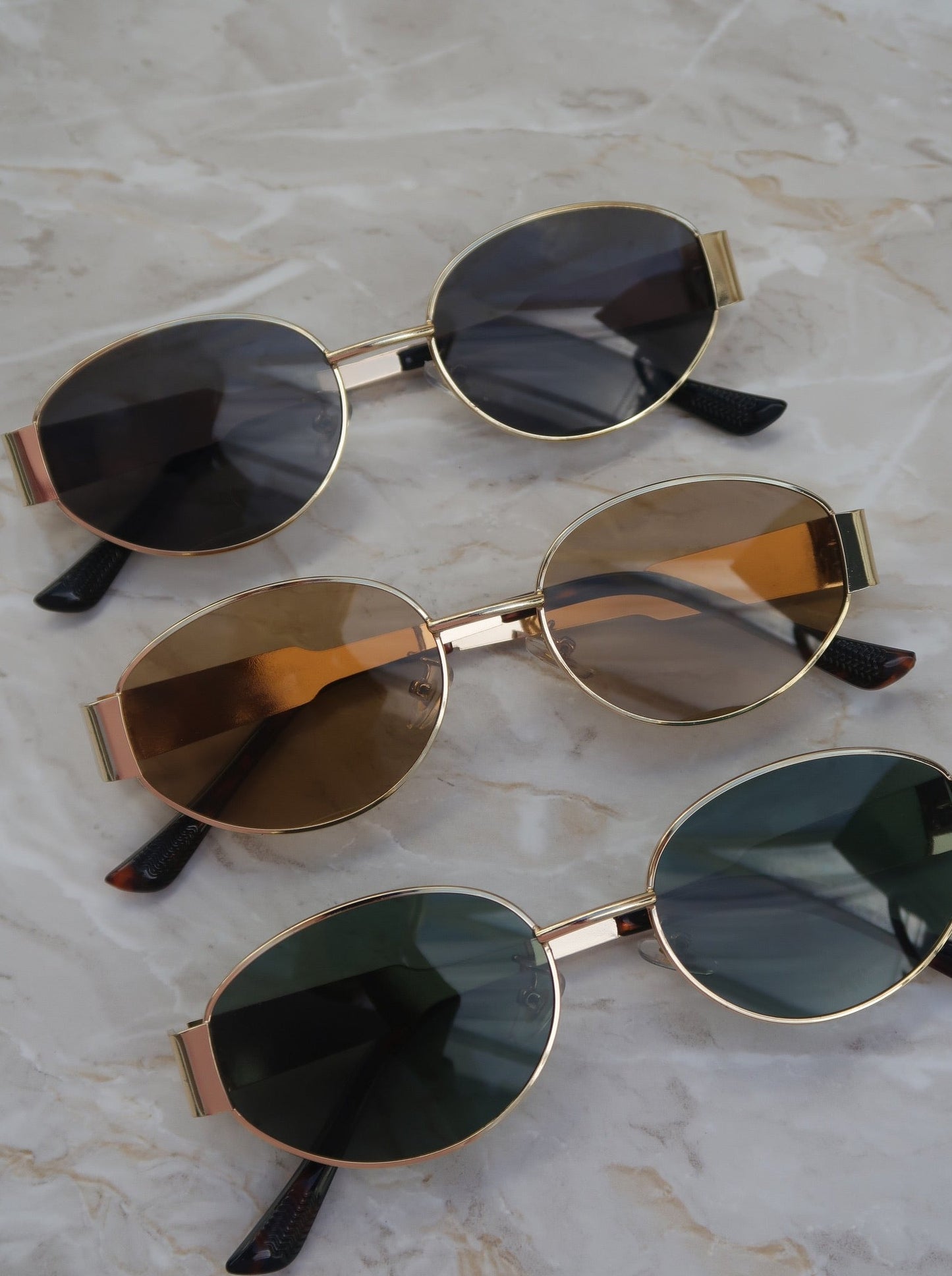 "Cool Girl" Gold Oval Sunglasses