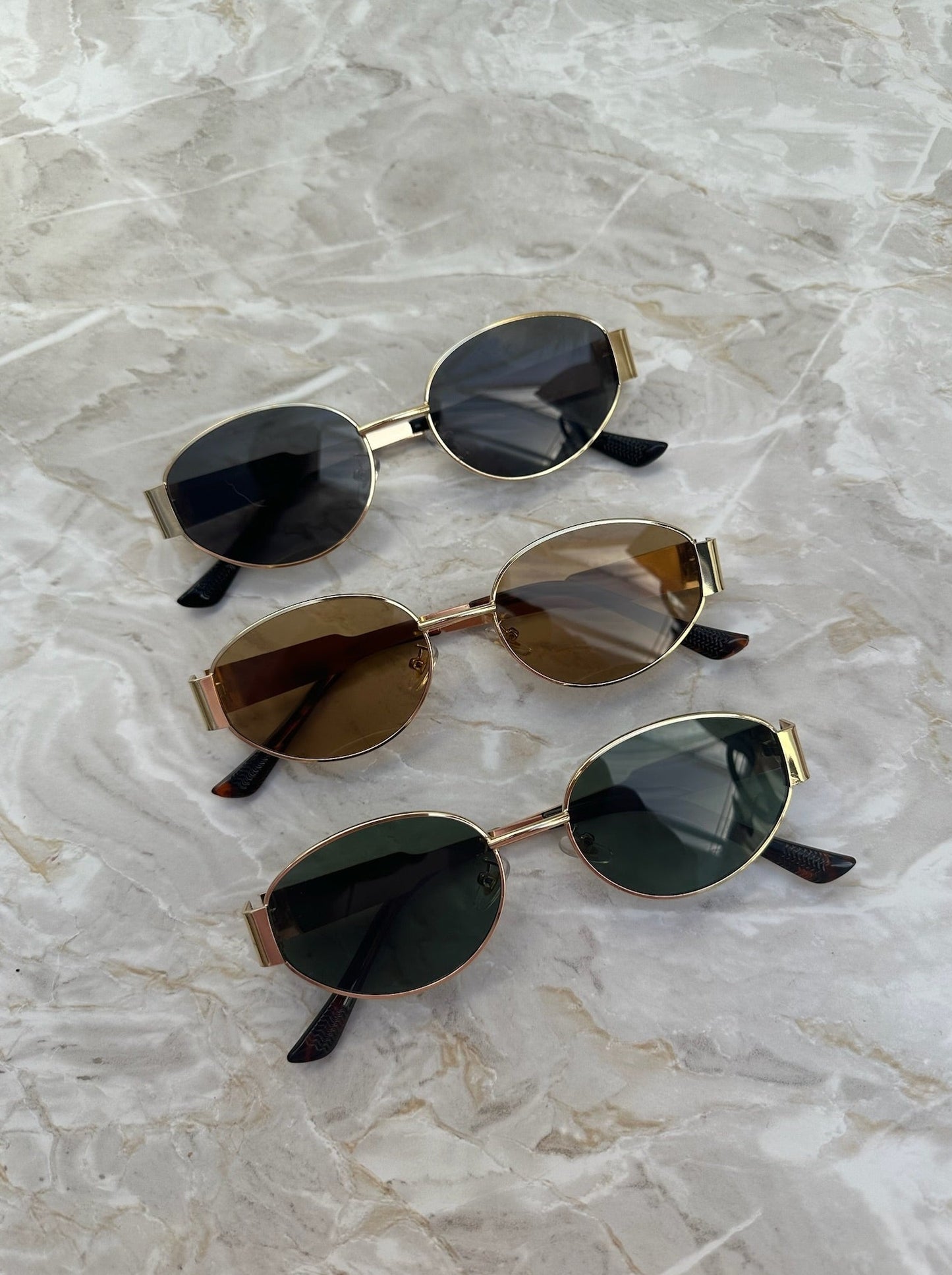 "Cool Girl" Gold Oval Sunglasses