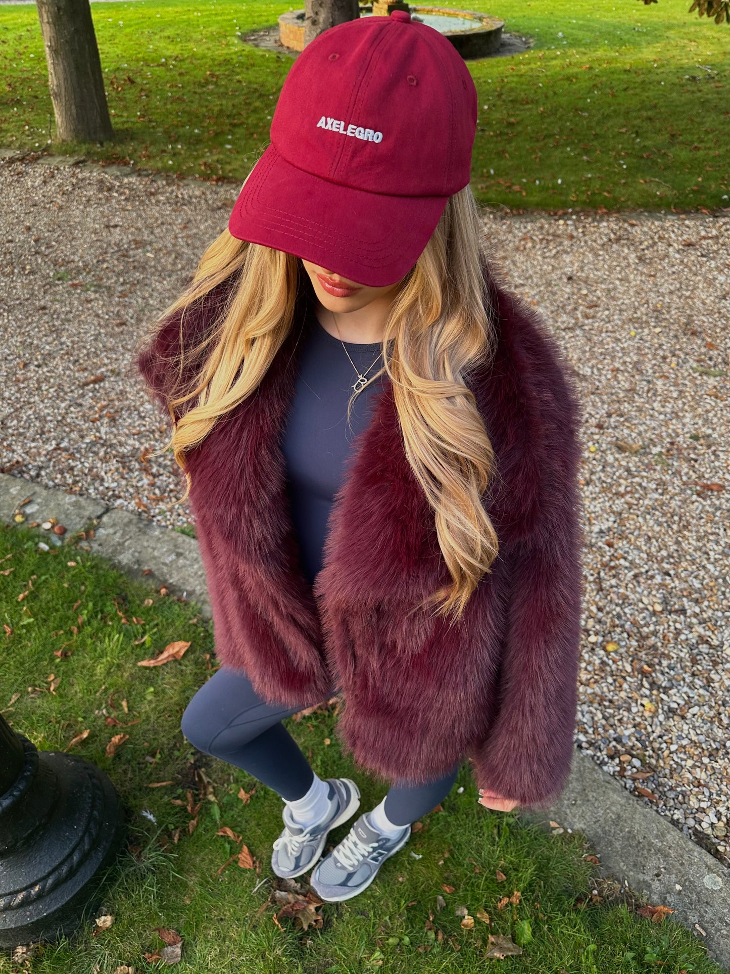 “Aubrey” Faux Fur Coat in Burgundy