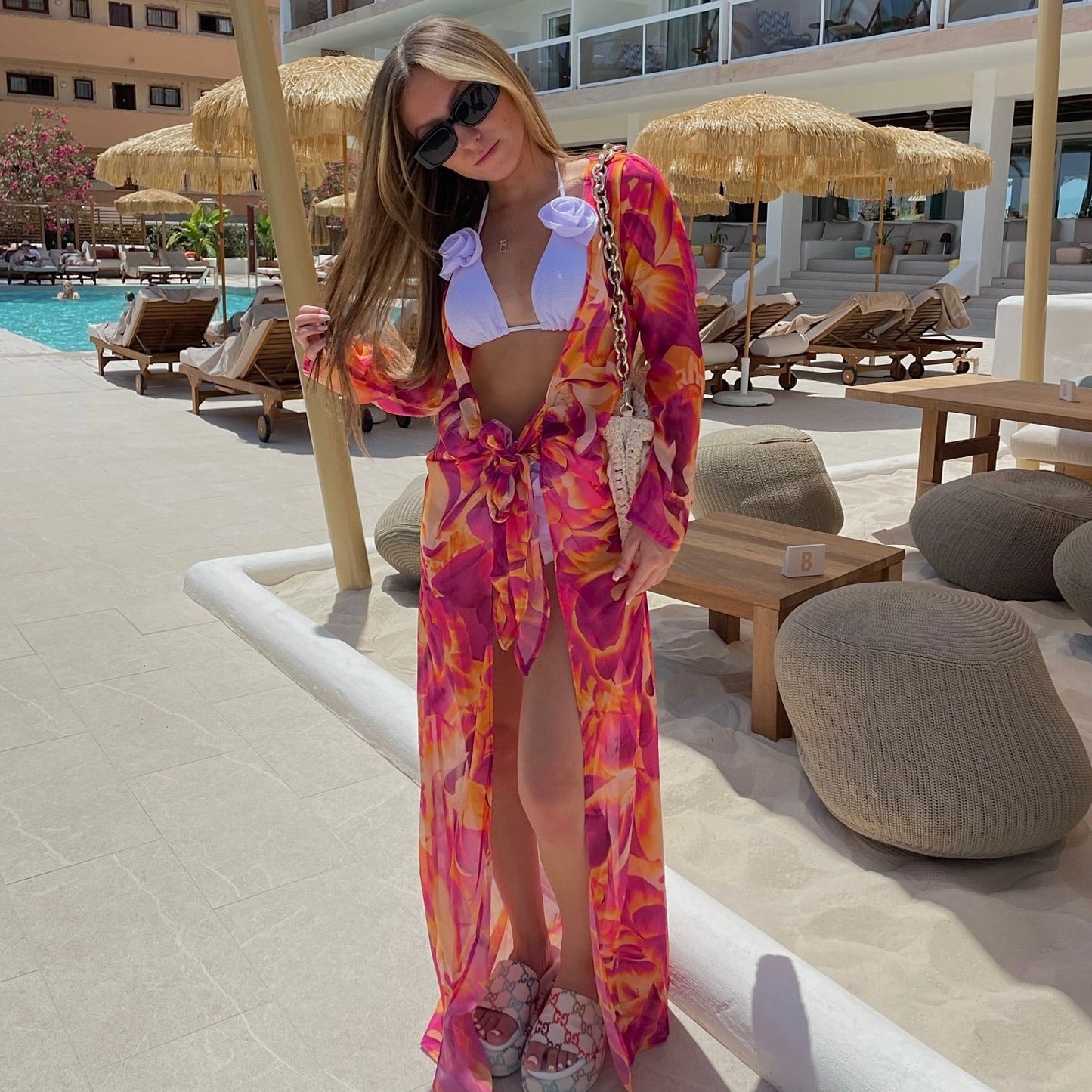 "Rhiannon" Kaftan in Sunset Pink