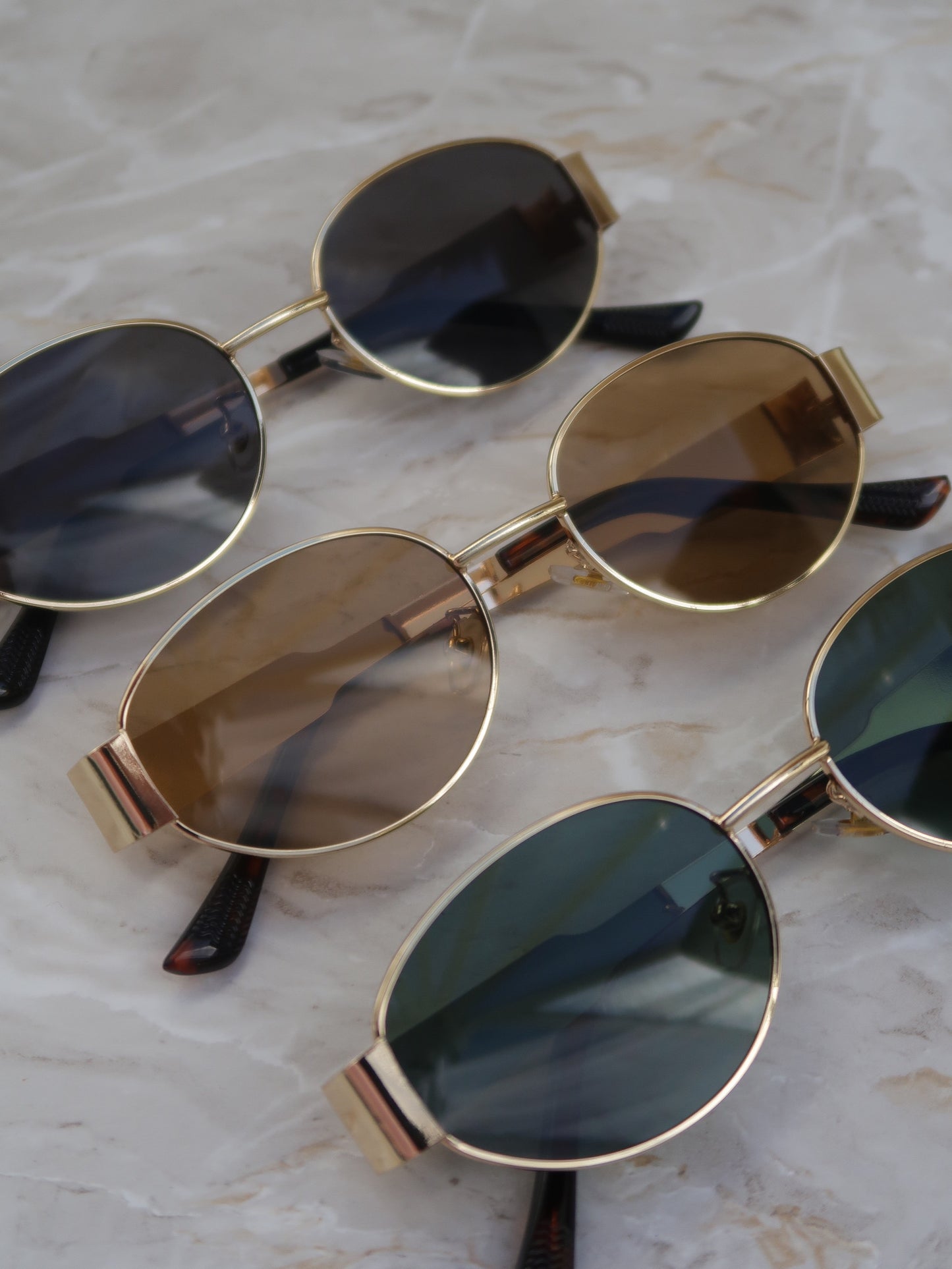 "Cool Girl" Gold Oval Sunglasses