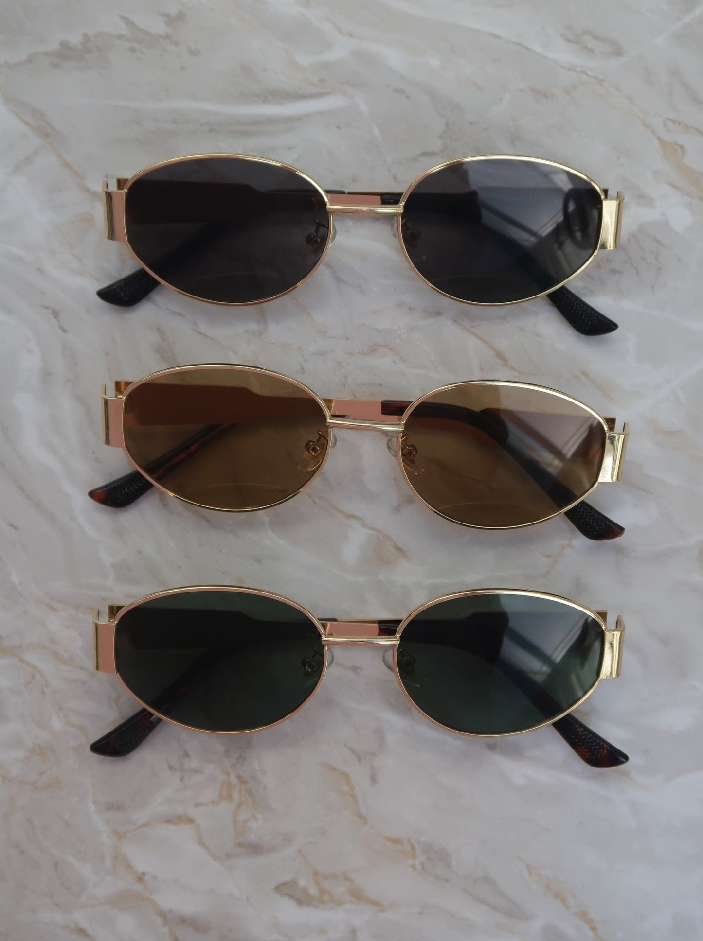 "Cool Girl" Gold Oval Sunglasses