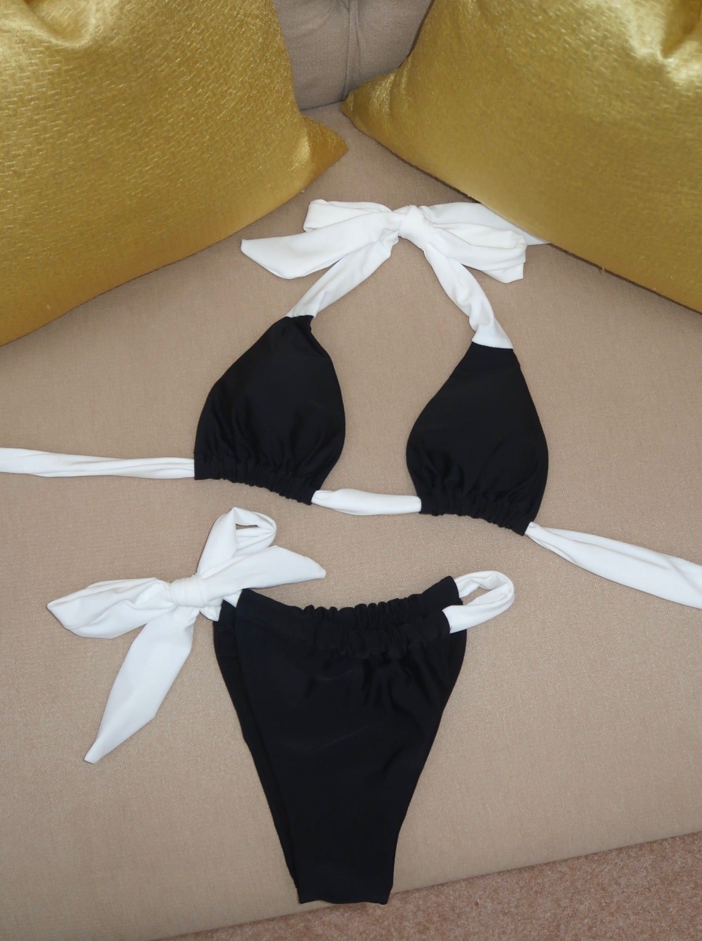 “Bora Bora” Contrast Tie Bikini